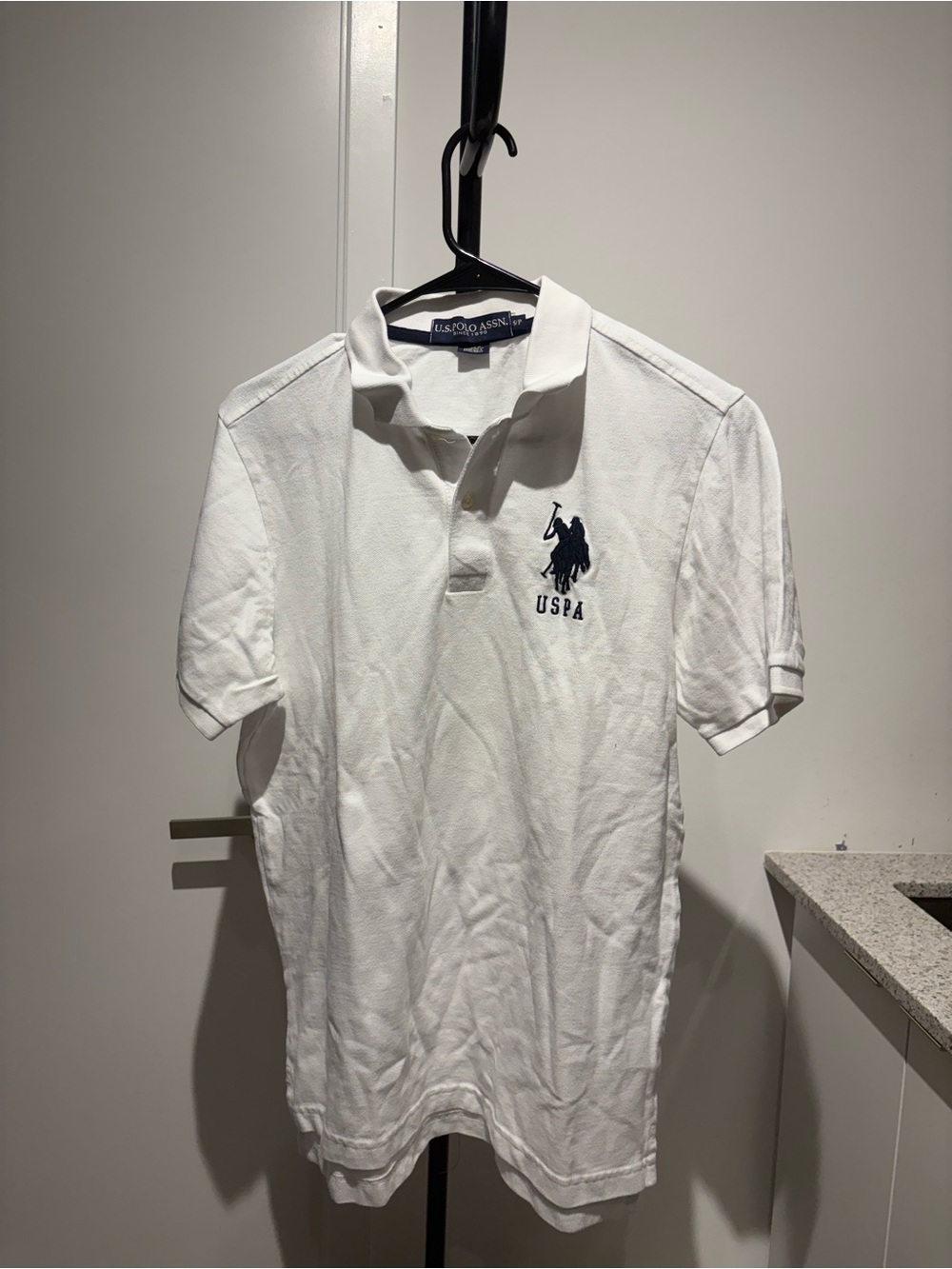 U.S. Polo Assn. White Polo with Navy Embroidered Logo